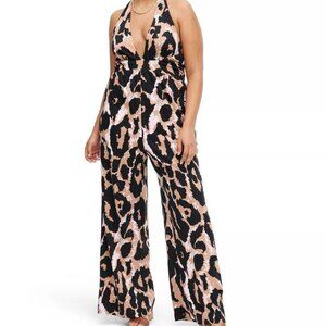 Women's Halter Leopard Neutral Jumpsuit - DVF for Target XXS